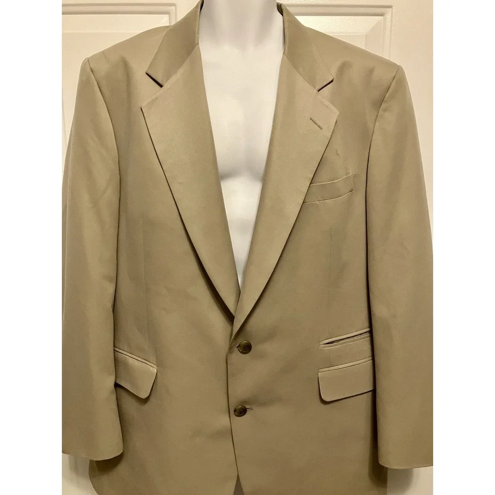 Vintage Men's Norm Thompson 100% Blazer Jacket Beige Sz 44R Made in USA Classic
